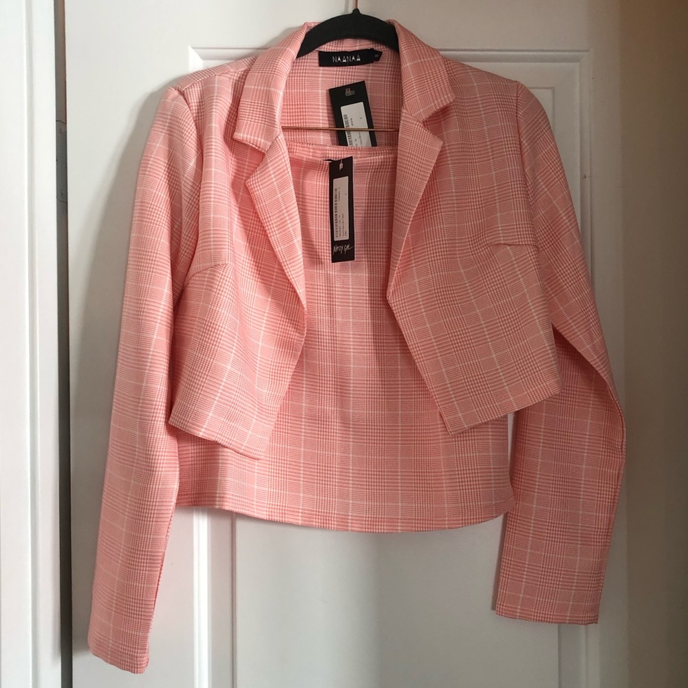 Plaid skirt + jacket set